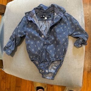 Ben Sherman Patterned Blue Baby Bodysuit